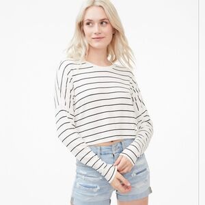 Aeropostale Crop Top Long Sleeve Dolman Slouchy Tee  Striped Size Small